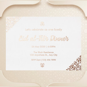En Aluminium Invitation rose Gold Floral Eid al-Fitr Foil