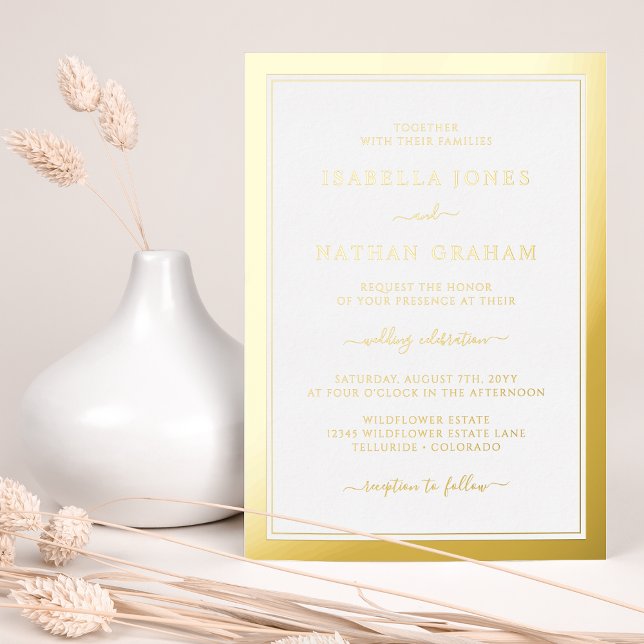 En Aluminium Invitation simple élégante Mariage Foil (Simple Gold Border Elegant Wedding Foil Invitation by Painted Paperie
)