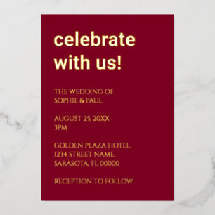 En Aluminium Invitation simple Mariage de Bourgogne