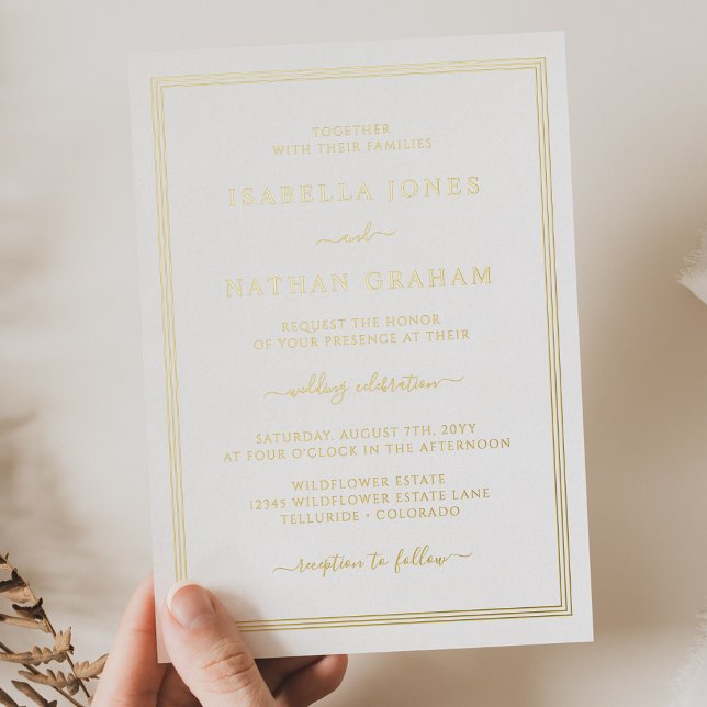 En Aluminium Invitation simple Mariage or Foil (Modern Simple Gold Wedding Foil Invitation by Painted Paperie
)