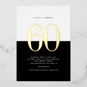 En Aluminium Invitation soixantième anniversaire noir et blanc