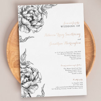 En Aluminium Invitation vintage Floral Rose Gold Mariage Foil