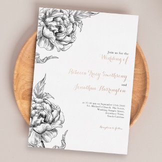 En Aluminium Invitation vintage Floral Rose Gold Mariage Foil