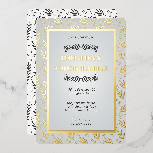 En Aluminium Jardin de baies de Noël | Invitation Foil (Recto/Verso)
