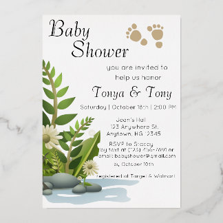 En Aluminium Joli Baby shower de jardin Foil Invitation