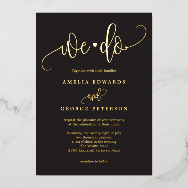 En Aluminium Jolie calligraphie véritable invitation de mariage (Recto)