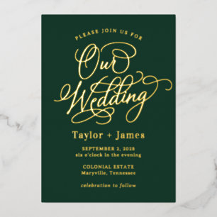 En Aluminium Jour Spécial VRAI FOIL Invitation de Mariage Éléga