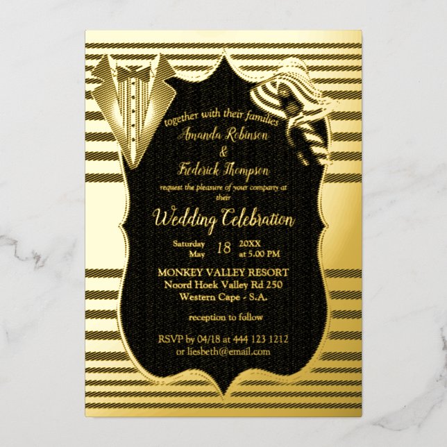 En Aluminium La Grande Inspiration Gatsby Foil Invitation (Recto)