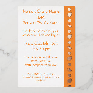 En Aluminium Leaves d'automne sur Orange Foil Invitation