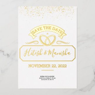 En Aluminium logo emblème romantique mariage invitation dorée f