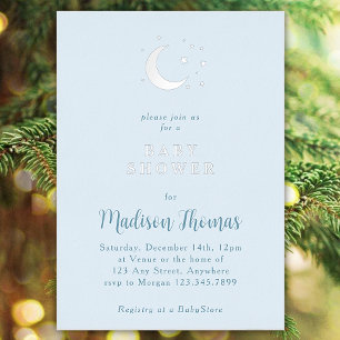 En Aluminium Lune et étoiles Baby shower Foil Invitation