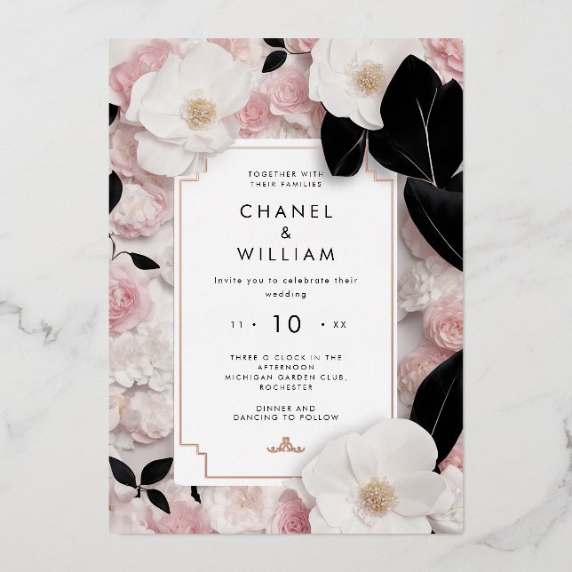 En Aluminium Luxe Foil Invitation d'inspiration Chanel (Recto)