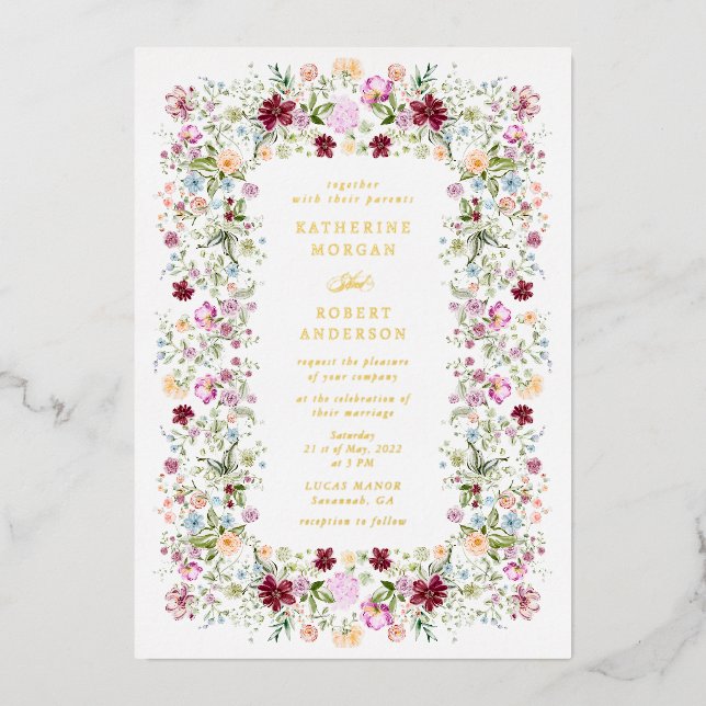 En Aluminium Luxurious Spring Garden Wedding Invitation (Recto)