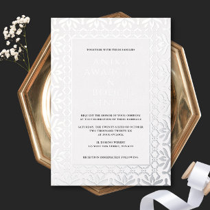 En Aluminium Magnifique invitation de mariage indienne blanche 