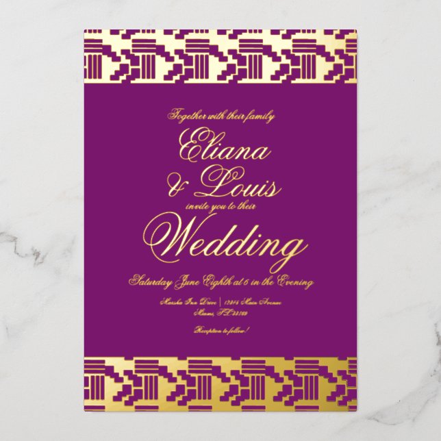 En Aluminium Mariage Africain Marquage Pressing Foil Invitation (Recto)