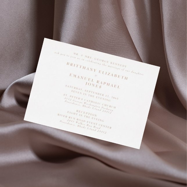 En Aluminium Mariage blanc 2 Lieux Rose Gold Foil Invitation (Créateur téléchargé)