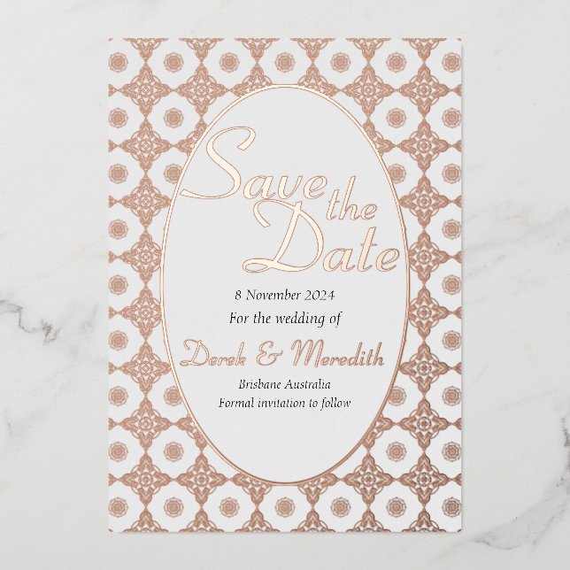 En Aluminium Mariage complexe Enregistrer la date Invitation (Recto)