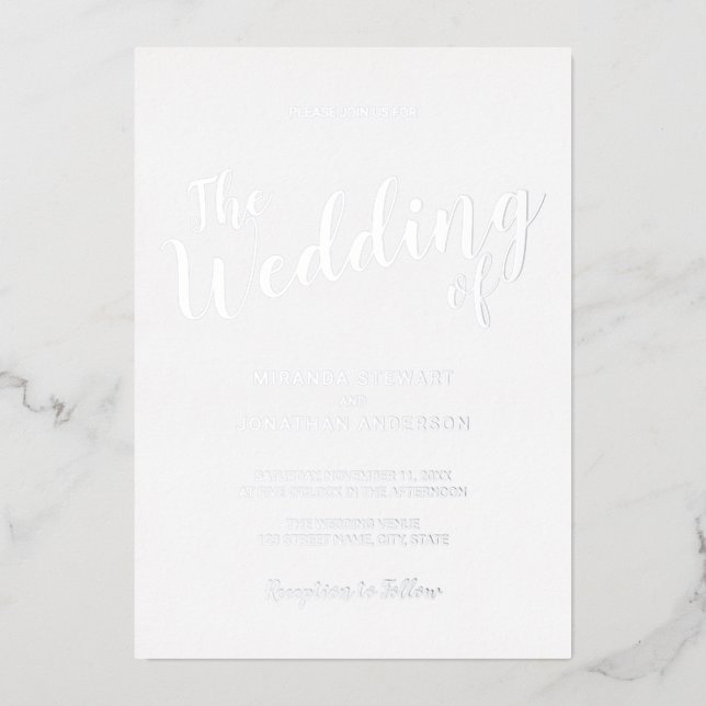 En Aluminium Mariage de script moderne Invitation à huile d'arg (Recto)
