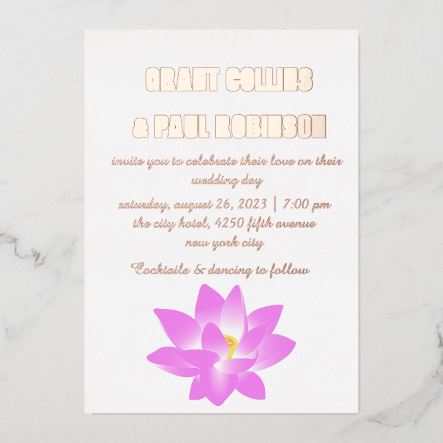 En Aluminium Mariage de typographie d'or Foil Invitation (Recto)