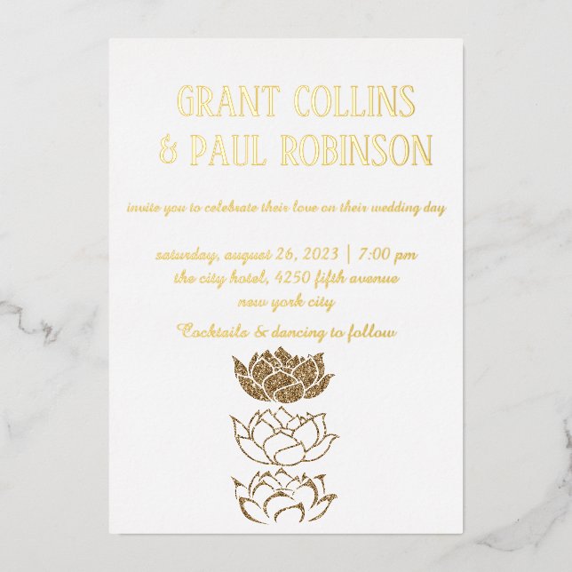 En Aluminium Mariage de typographie d'or Foil Invitation (Recto)