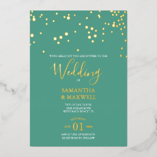 En Aluminium Mariage de typographie verte Invitation Foil