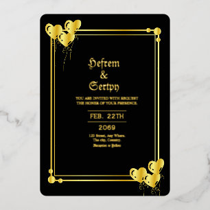 En Aluminium Mariage Gold Luxury Gold Foil Invitation Card