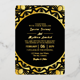 En Aluminium Mariage Golden Luxury Invitation Card Gold Foil