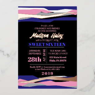 En Aluminium Marine Sweet sixteen rose 16 Invitation Rose or