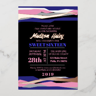 En Aluminium Marine Sweet sixteen rose 16 Invitation Rose or