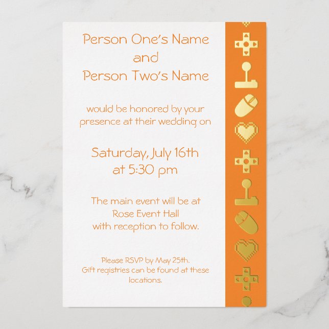 En Aluminium Mode multijoueur dans Orange Foil Invitation (Recto)