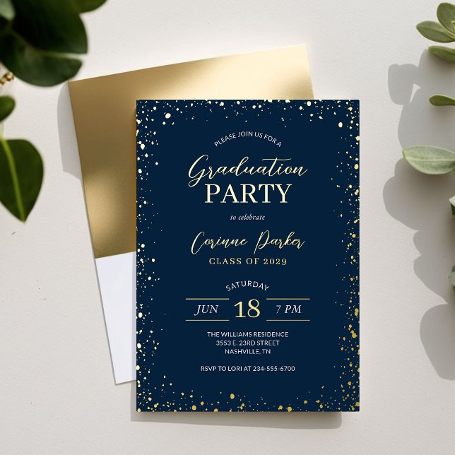 En Aluminium Moderne Glitz Graduation Party Foil Invitation (Créateur téléchargé)