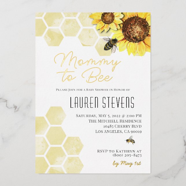 En Aluminium Mommy to Bee Baby shower Invitation (Recto)