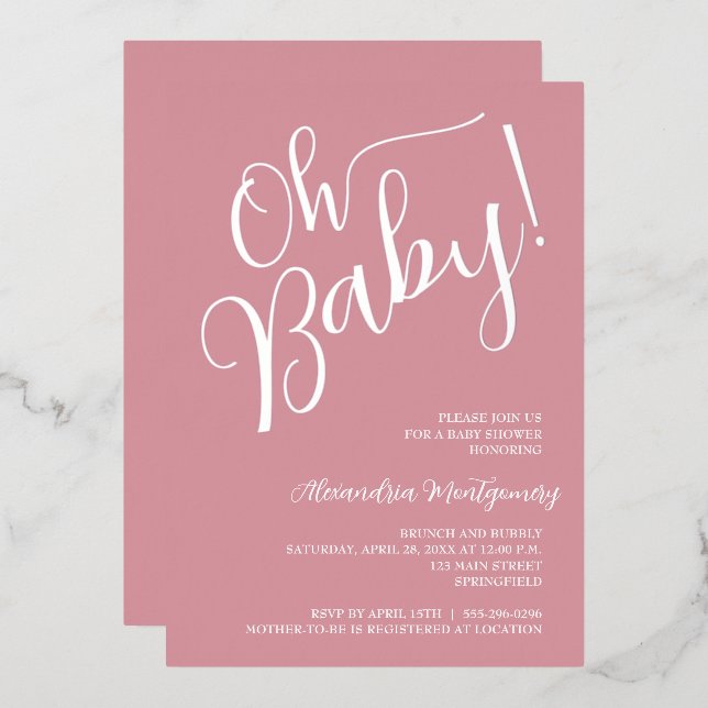 En Aluminium Mon bébé ! Invitation rose Baby shower fille (Recto/Verso)