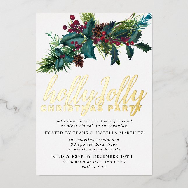 En Aluminium Noël Gold Foil Invitation Postcarc (Recto)