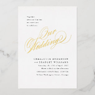 En Aluminium Notre Mariage Elegance Foil Wedding Invitation