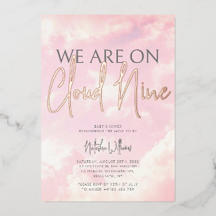En Aluminium Nuage Neuf Nuages Sky Baby shower Foil Invitation