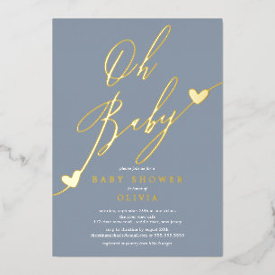 En Aluminium Oh Baby Baby shower Foil Invitation