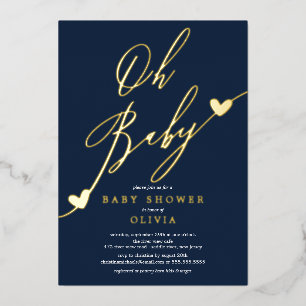 En Aluminium Oh Baby Baby shower Foil Invitation