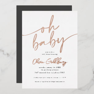 En Aluminium Oh Baby Foil Baby shower Invitation