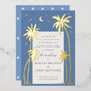 En Aluminium Palmier céleste bleu mariage Invitation Foil