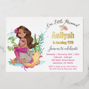 En Aluminium Petite sirène afro-américaine Invitation anniversa