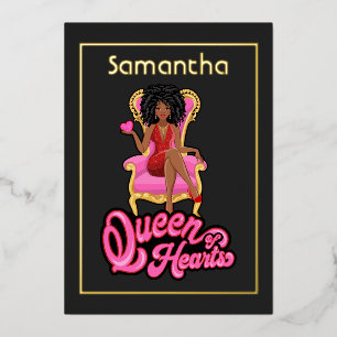 En Aluminium Pink and Gold Afro Anniversaire Foil Invitation