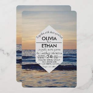 En Aluminium Plage de mer Mariage côtier Foil Invitation