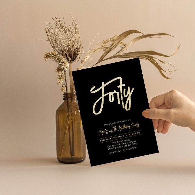 En Aluminium Quarante | Chic invitation moderne pour 40ème anni (Créateur téléchargé)