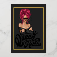 Red Haired Girl Anniversaire Foil Invitation