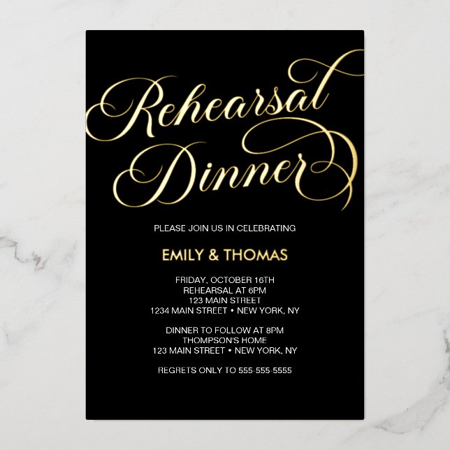 En Aluminium Rehearsal dinner Elegant Foil Invitation (Recto)