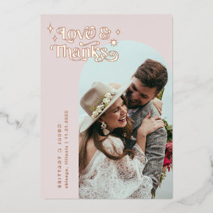 En Aluminium Retro Love & Merci Stars Foil Invitation