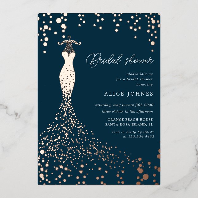 En Aluminium robe dorée nuptiale semelle invitation (Recto)