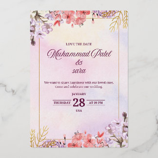 En Aluminium Romantic Floral Wedding Invitation – Elegant Paste