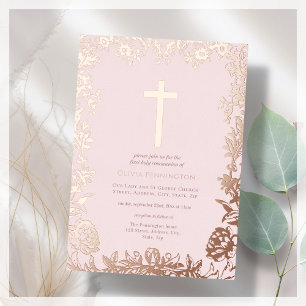 En Aluminium Rose Doré   Invitation à la première communion